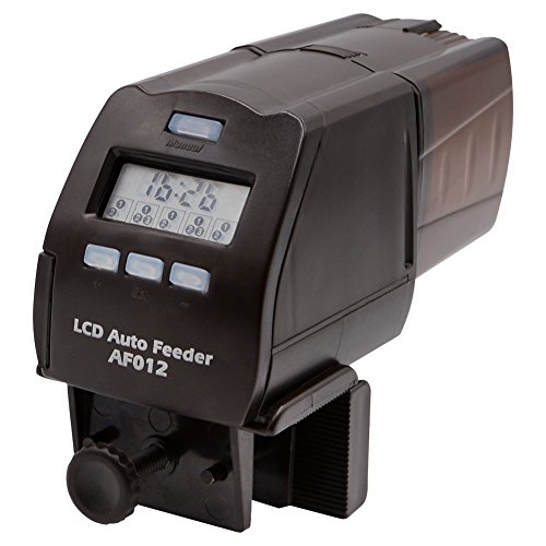 AQQEF Automatic Fish Feeder  AF012 Turtle Feeder Digital Fish Food Timer Programmable Food Dispenser for Fish with LCD Display for Weekend  Holiday(150ml)
