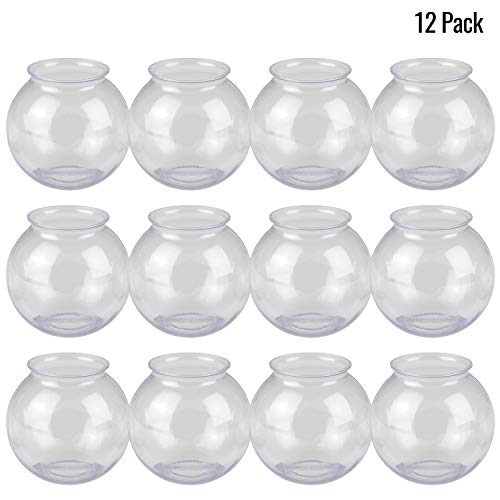 Bedwina 16 Ounces Clear Ivy Bowls Heavy Duty Plastic -Pack of 12  Great Fishbowl  Carnival Games Party's