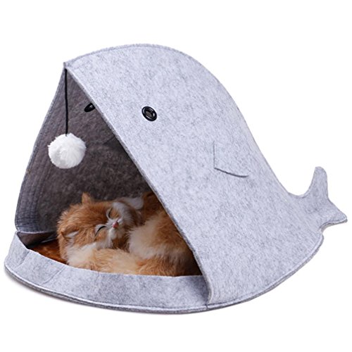 Big Mouth Shark Shape Pet Dog Cat Bed  CSSD Soft Warm Foldable Pet House (Gray)