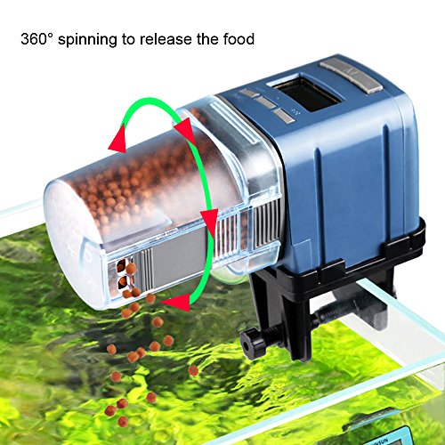 COODIA Auto Fish Food Feeder Battery Operated Automatic Aquarium Tank Timer Feed Fish  4 times Max a Day  Capacity Adjustable  LCD Display