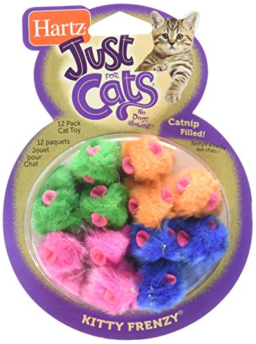 HARTZ Just For Cats Kitty Frenzy Catnip Mice Toys - 12 Pack