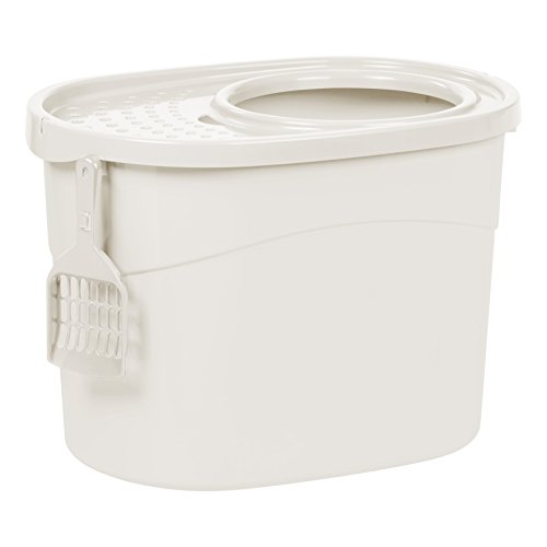 IRIS Top Entry Cat Litter Box with Scoop  White