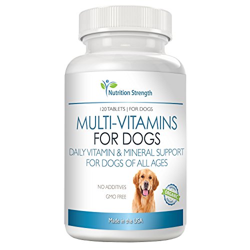 Nutrition Strength Organic Multivitamins for Dogs  Nutritional Supplements  Daily Vitamin and Mineral Support  120 Chewable Tablets