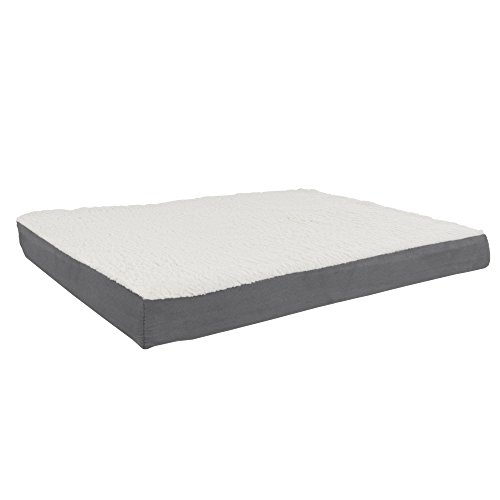 PETMAKER Orthopedic Sherpa Top Pet Bed with Memory Foam and Removeable Cover 36x27x4 Gray by