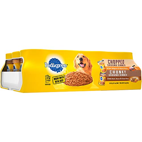 Pedigree Chopped Ground Dinner Adult Canned Wet Dog Food Variety Pack  (12) 13 5 oz  Cans