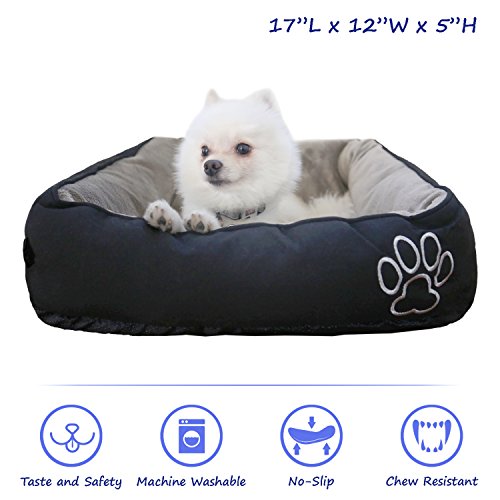 Pet Paw Pet Bed for Cats and Small Dogs High Quality Fade resistance- Improved Sleep -Machine Washable- Waterproof Bottom- Black