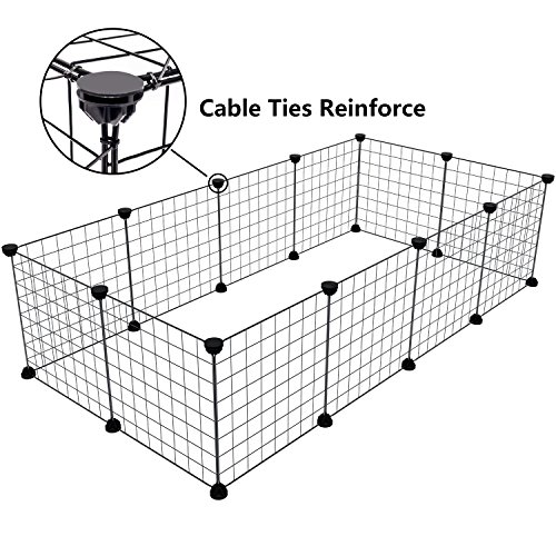 Pet Playpen Animal Fence Cage - Tespo DIY Exercise Pen Crate Kennel Hutch for Small Animals  Bunny  Rabbit  Puppy   Guinea Pigs  Indoor Upgrade 12 Panels