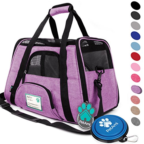 PetAmi Premium Airline Approved Soft-Sided Pet Travel Carrier   Ventilated  Comfortable Design with Safety Features   Ideal for Small to Medium Sized Cats  Dogs  and Pets (Small  Heather Purple)