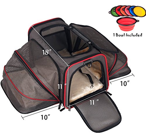 Petpeppy com The Original Airline Approved Expandable Pet Carrier By Pet Peppy- TWO SIDE Expansion  Designed For Cats  Dogs  Kittens Puppies - Extra Spacious Soft Sided Carrier  (Black)