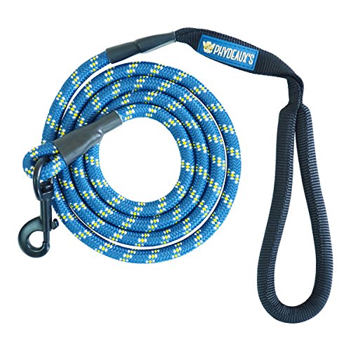 Phydeaux’s Mountain Climbing Rope Dog Leash - 6 ft Long - Premium Quality - Perfect for Medium and Large Dogs (Blue)