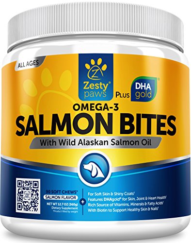 Salmon Fish Oil Omega 3 for Dogs - With Wild Alaskan Salmon Oil - Anti Itch Skin   Coat   Allergy Support - Hip   Joint   Arthritis Dog Supplement - Natural Omega-3   6   EPA   DHA - 90 Chew Treats