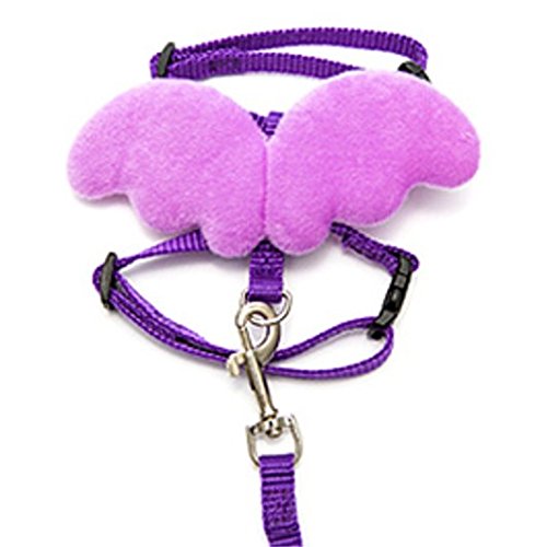 Small Pet Animal Harness and Leash Angel Wings for Bearded Dragon Reptile Lizard Gecko Baby Ferret Chinchilla Mouse Chipmunk Squirrel Gerbil Degu Rat (Purple)