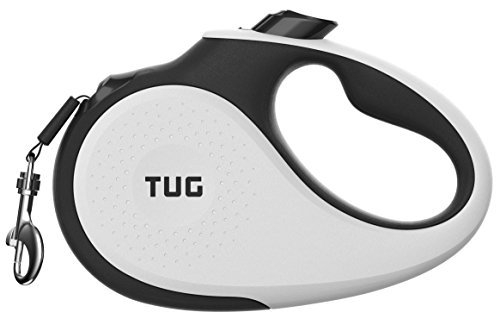 TUG Patented 360° Tangle-Free  Heavy Duty Retractable Dog Leash For Up To 110 lb Dogs  16 ft Strong Nylon Tape Ribbon  One-Handed Brake  Pause  Lock …