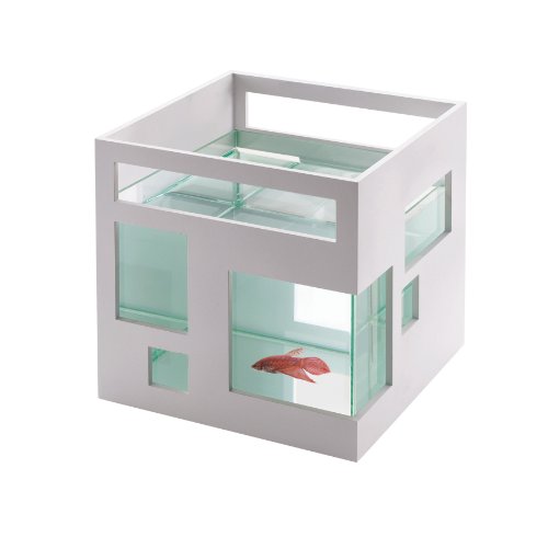 Umbra FishHotel Mini Aquarium  Great for Goldfish  Bettas  and Other Small Fish  1 8 Gallon