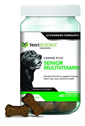 VetriScience Laboratories Canine Plus Senior  Multivitamin for Older dogs-60 Bite Sized Soft Chews