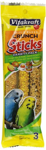 Vitakraft Parakeet Treat Sticks Variety 3 Pack (Orange  Egg   Honey  Sesame   Banana)  2 4 Ounce