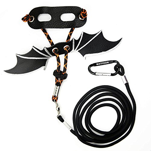 WATFOON Lizard Leash  Ultra Comfort Genuine Leather Harness with Cool Wings  Easy Adjustable Spring Buckle  3 Size Suitable for Small Medium and Large Reptiles (M  Orange)