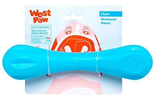 West Paw Zogoflex Hurley Durable Dog Bone Chew Toy for Aggressive Chewers  100  Guaranteed Tough  It Floats   Made in USA  Large  Aqua