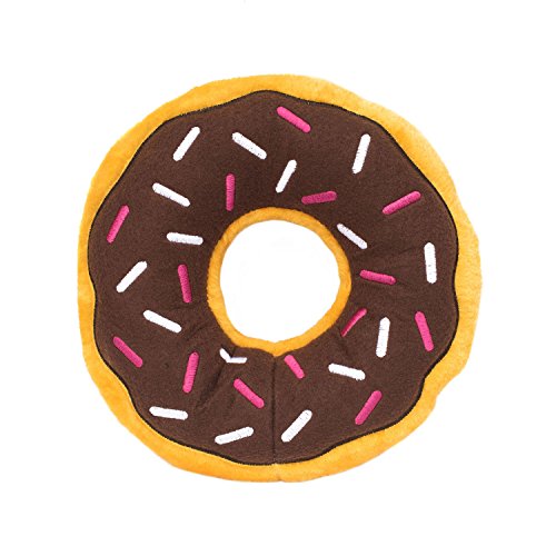 ZippyPaws Jumbo Donutz Stuffed Squeaky Plush Dog Toy - Chocolate