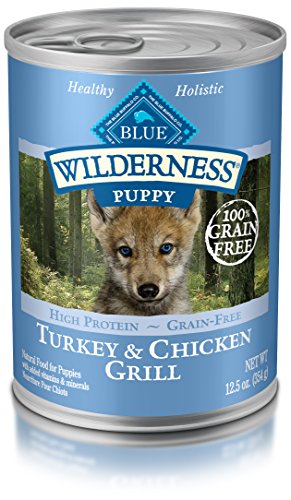 Blue Buffalo Wilderness High Protein Grain Free  Natural Puppy Wet Dog Food  Turkey   Chicken Grill 12 5-oz can (Pack of 12)