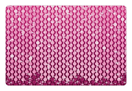 Diamonds Pet Mats for Food and Water by Lunarable  Vertical Crystal Seem Diamonds Figures with Vibrant Design and Vivid Colors  Rectangle Non-Slip Rubber Mat for Dogs and Cats  Pink and Purple