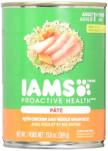Iams Proactive Health Dog Food  Classic Pate Ground Savory Dinner with Chicken   Rice  13-Ounce Cans (Pack of 12)