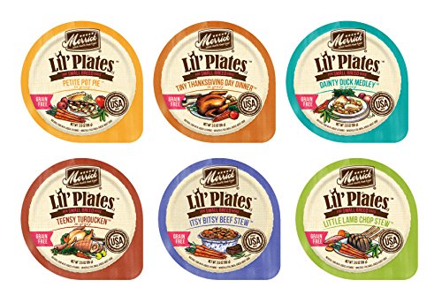 Merrick Lil' Plates Small Breed Grain Free Wet Dog Food Variety Pack 6 Flavors 3 5 Ounces Each by (12-Pack Cans Only)