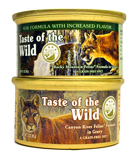 Taste of the Wild Cat Food Variety Pack (Rocky Mountain Feline with Salmon and Roasted Venison Formula   Canyon River Feline Trout and Salmon Formula) 6 of Each Flavor (3oz Variety Pack)